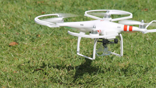 Drone hovering over the ground